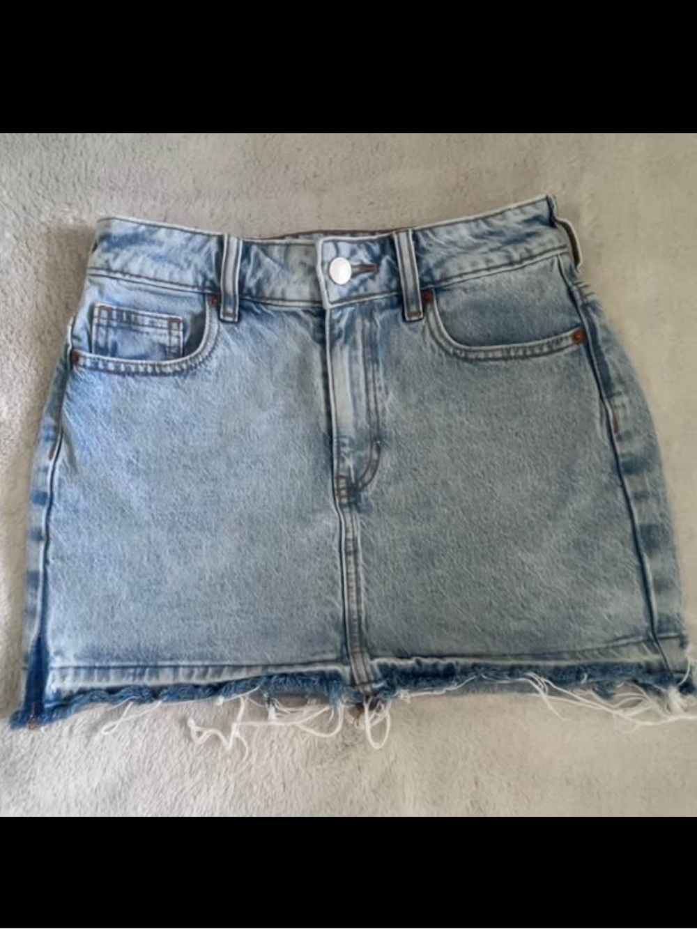 PacSun Light Blue Denim Mini Skirt with Frayed Hem